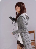 Sueter de Lino Patrones de acrílico con capucha Cardigan para las mujeres